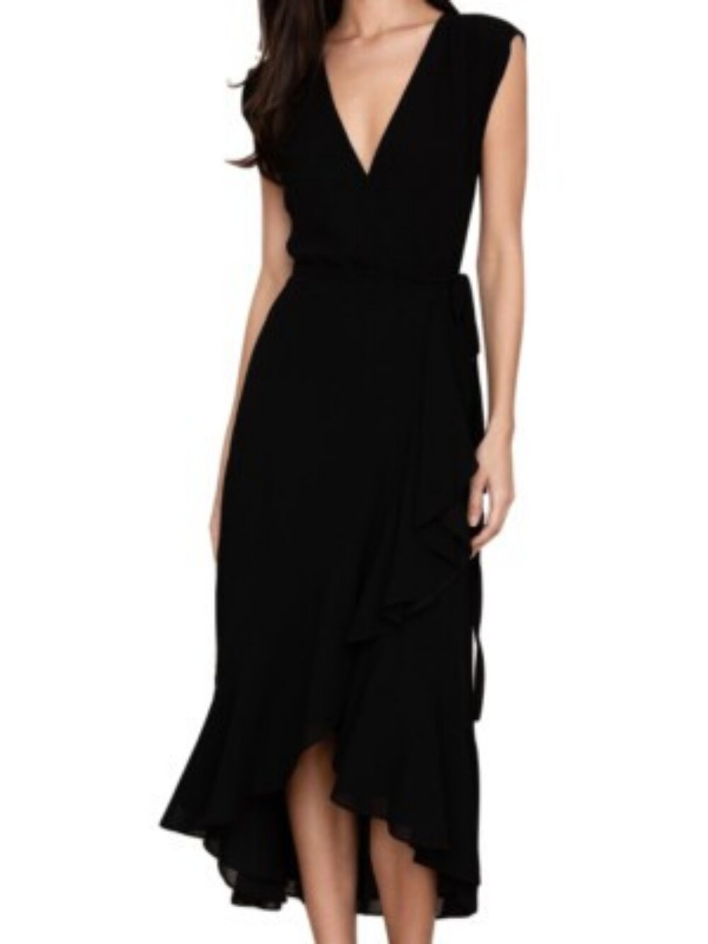 Yumi Kim Santorini Black Ruffle Wrap Dress
